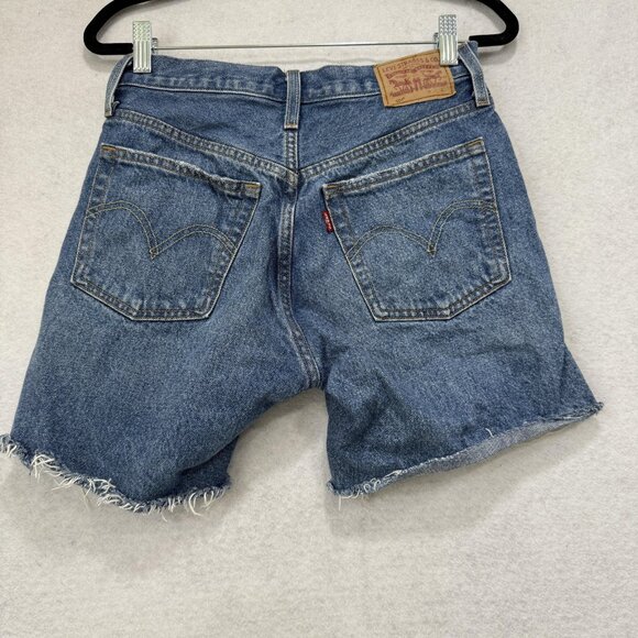 Levis Denim Shorts Womens 25 Distressed High Rise Button Fly Raw Hem Cutoff - Picture 6 of 10